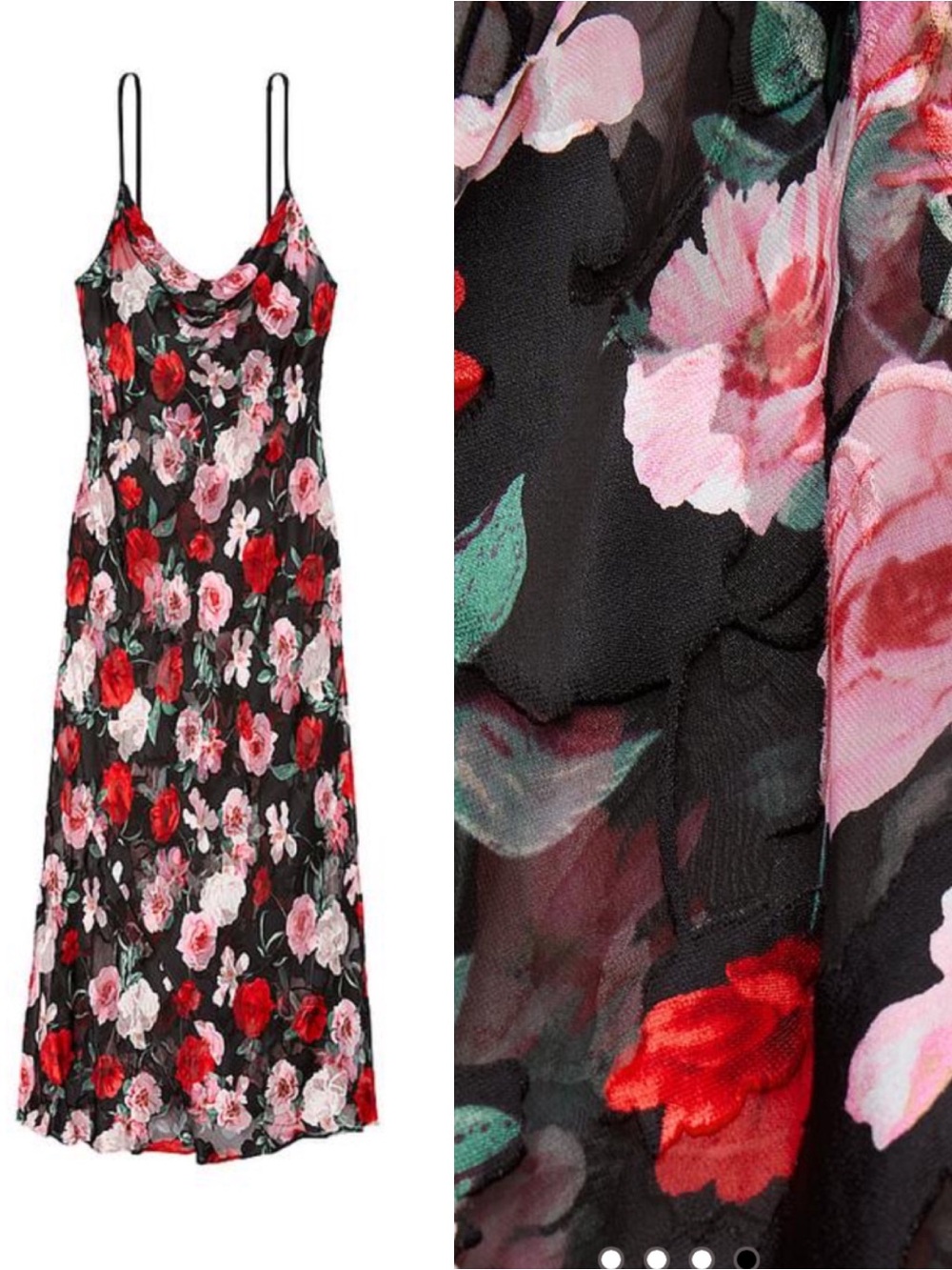 Victoria’s Secret Atelier Noir Burnout Satin Silk Plunge Gown Maxi Slip Chemise - Picture 3 of 14